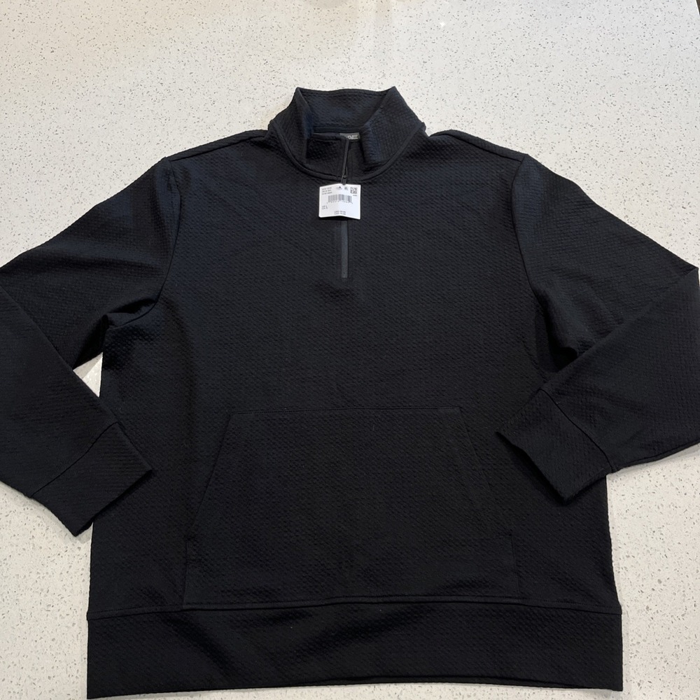 American Eagle Men's 1/4 Zip Performance‎ Pullover Black Textured Mens Large NWT